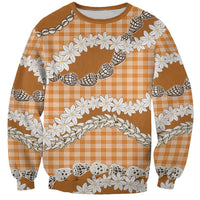 Orange Hawaii Tiare and Shell Lei Sweatshirt Hawaiian Palaka Luxury Vibes LT14 Unisex Orange - Polynesian Pride