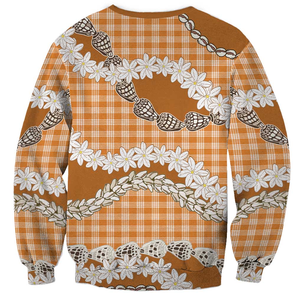 Orange Hawaii Tiare and Shell Lei Sweatshirt Hawaiian Palaka Luxury Vibes LT14 - Polynesian Pride