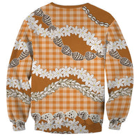 Orange Hawaii Tiare and Shell Lei Sweatshirt Hawaiian Palaka Luxury Vibes LT14 - Polynesian Pride