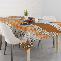 Orange Hawaii Tiare and Shell Lei Tablecloth Hawaiian Palaka Luxury Vibes LT14 - Polynesian Pride