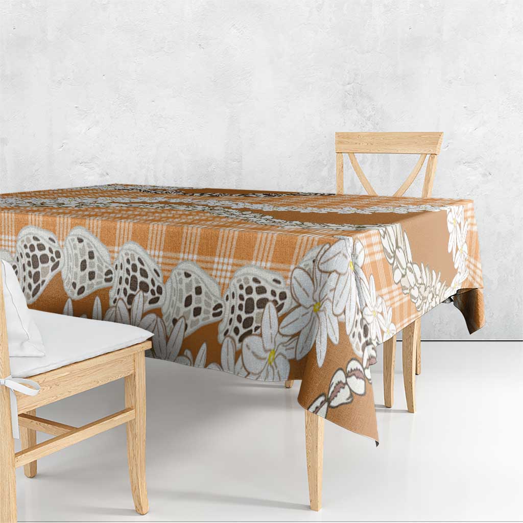 Orange Hawaii Tiare and Shell Lei Tablecloth Hawaiian Palaka Luxury Vibes LT14 - Polynesian Pride