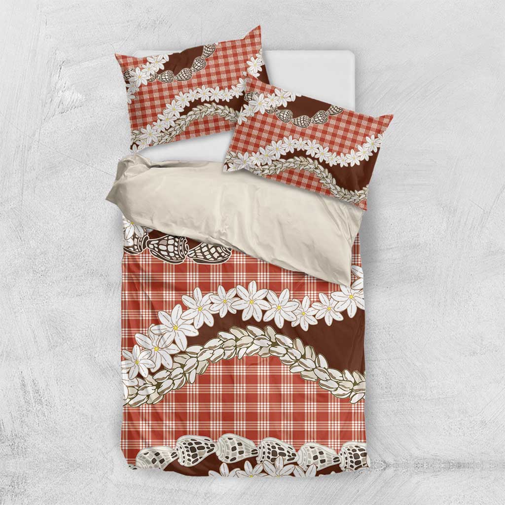 Red Hawaii Tiare and Shell Lei Bedding Set Hawaiian Palaka Luxury Vibes LT14 US Twin 172cm x 218cm Red - Polynesian Pride