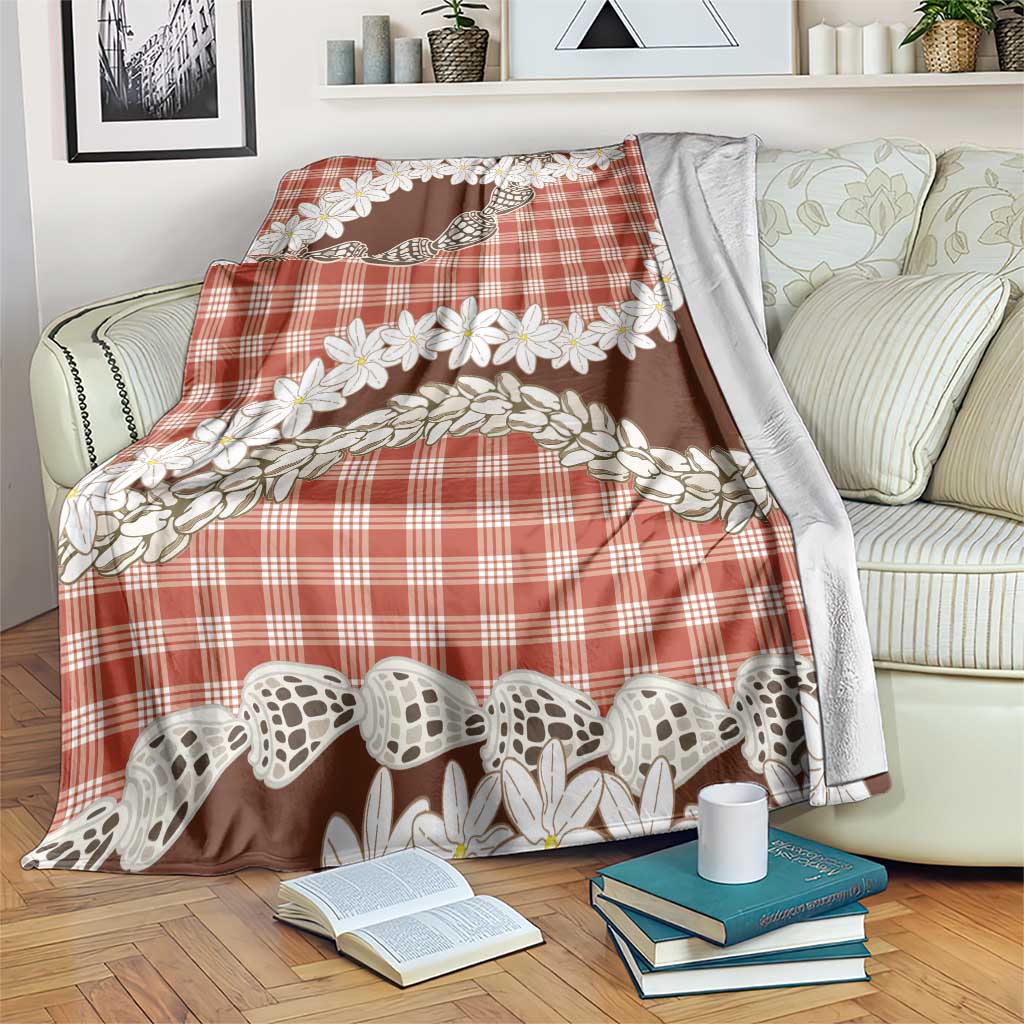 Red Hawaii Tiare and Shell Lei Blanket Hawaiian Palaka Luxury Vibes LT14 Red - Polynesian Pride