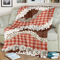 Red Hawaii Tiare and Shell Lei Blanket Hawaiian Palaka Luxury Vibes LT14 - Polynesian Pride