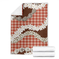 Red Hawaii Tiare and Shell Lei Blanket Hawaiian Palaka Luxury Vibes LT14 - Polynesian Pride