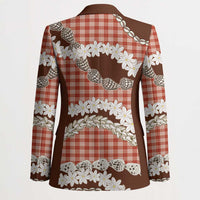 Red Hawaii Tiare and Shell Lei Blazer Hawaiian Palaka Luxury Vibes LT14 - Polynesian Pride