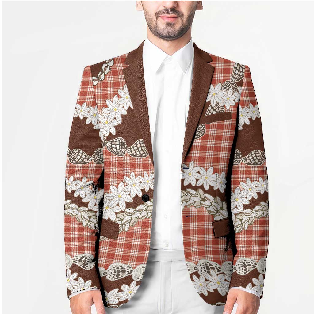 Red Hawaii Tiare and Shell Lei Blazer Hawaiian Palaka Luxury Vibes LT14 - Polynesian Pride