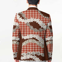Red Hawaii Tiare and Shell Lei Blazer Hawaiian Palaka Luxury Vibes LT14 - Polynesian Pride
