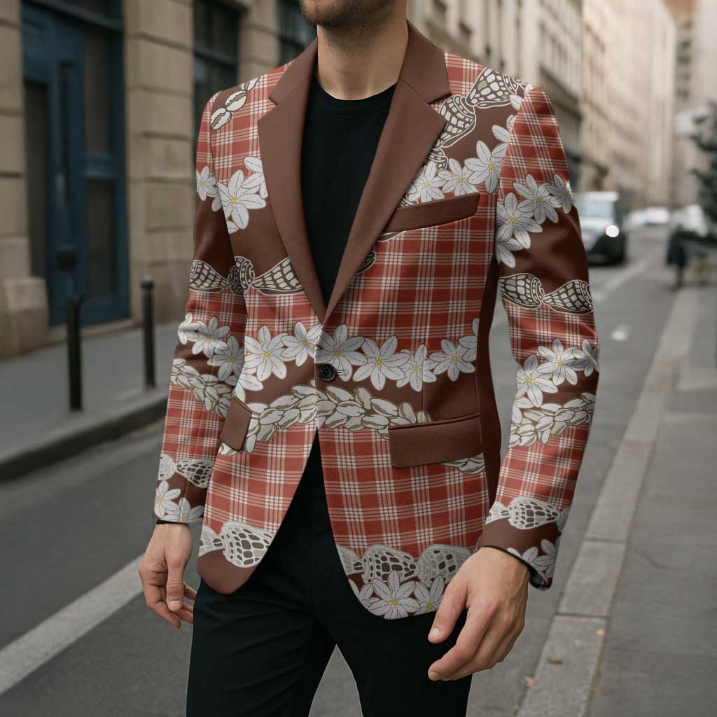 Red Hawaii Tiare and Shell Lei Blazer Hawaiian Palaka Luxury Vibes LT14 - Polynesian Pride