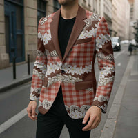 Red Hawaii Tiare and Shell Lei Blazer Hawaiian Palaka Luxury Vibes LT14 - Polynesian Pride