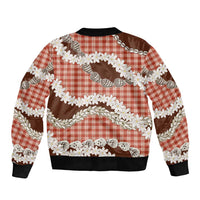 Red Hawaii Tiare and Shell Lei Bomber Jacket Hawaiian Palaka Luxury Vibes LT14 - Polynesian Pride