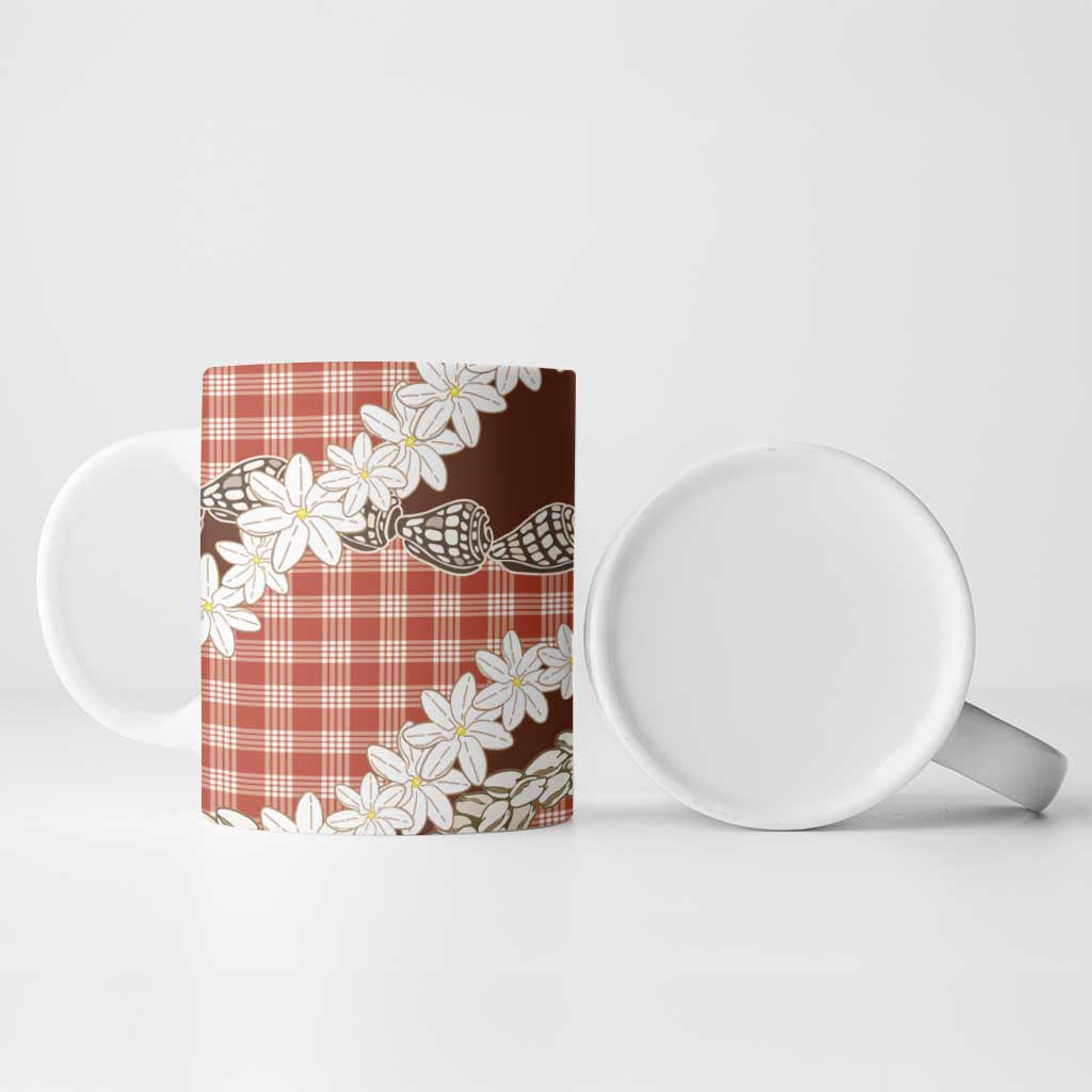 Red Hawaii Tiare and Shell Lei Ceramic Mug Hawaiian Palaka Luxury Vibes LT14 - Polynesian Pride