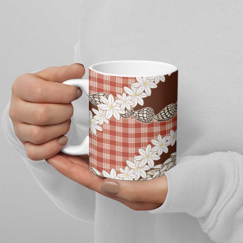 Red Hawaii Tiare and Shell Lei Ceramic Mug Hawaiian Palaka Luxury Vibes LT14 - Polynesian Pride