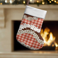 Red Hawaii Tiare and Shell Lei Christmas Stocking Hawaiian Palaka Luxury Vibes LT14 Set of 2 Red - Polynesian Pride