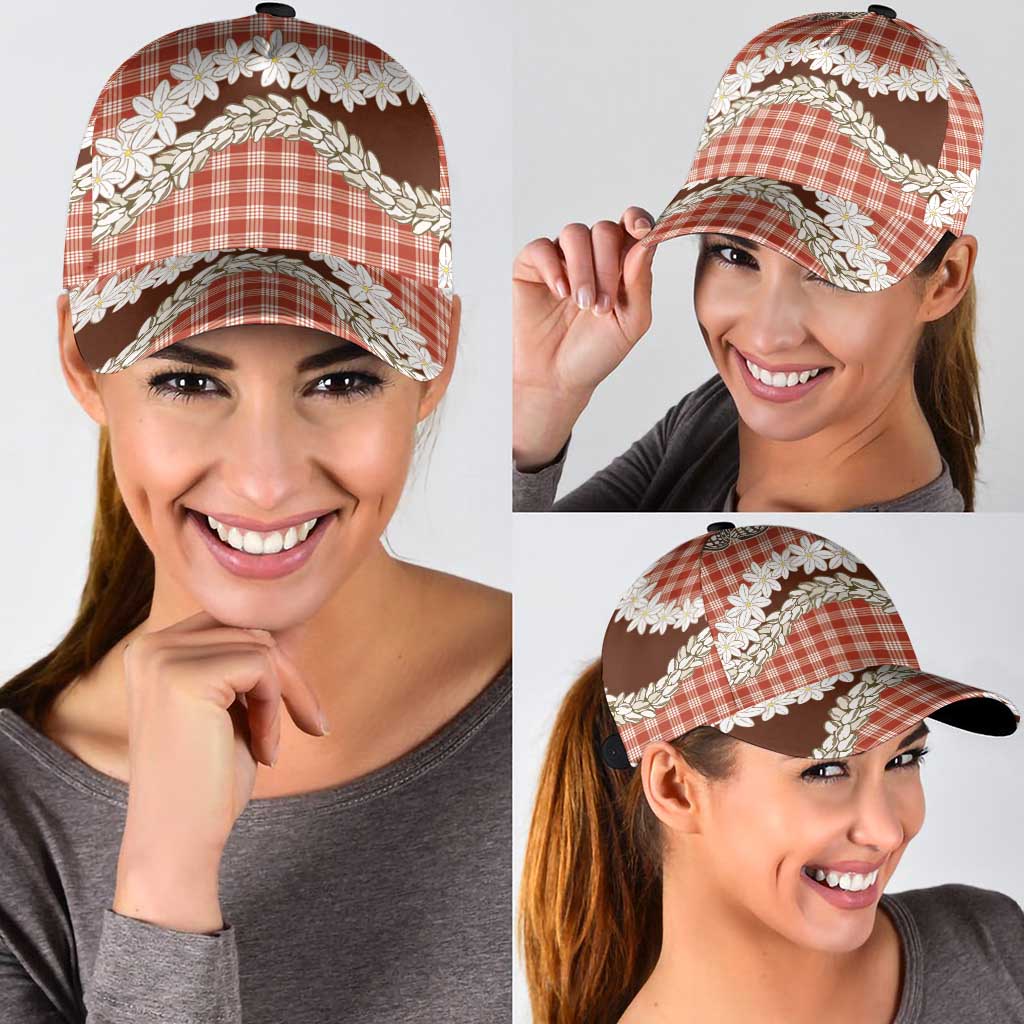 Red Hawaii Tiare and Shell Lei Classic Cap Hawaiian Palaka Luxury Vibes LT14 - Polynesian Pride