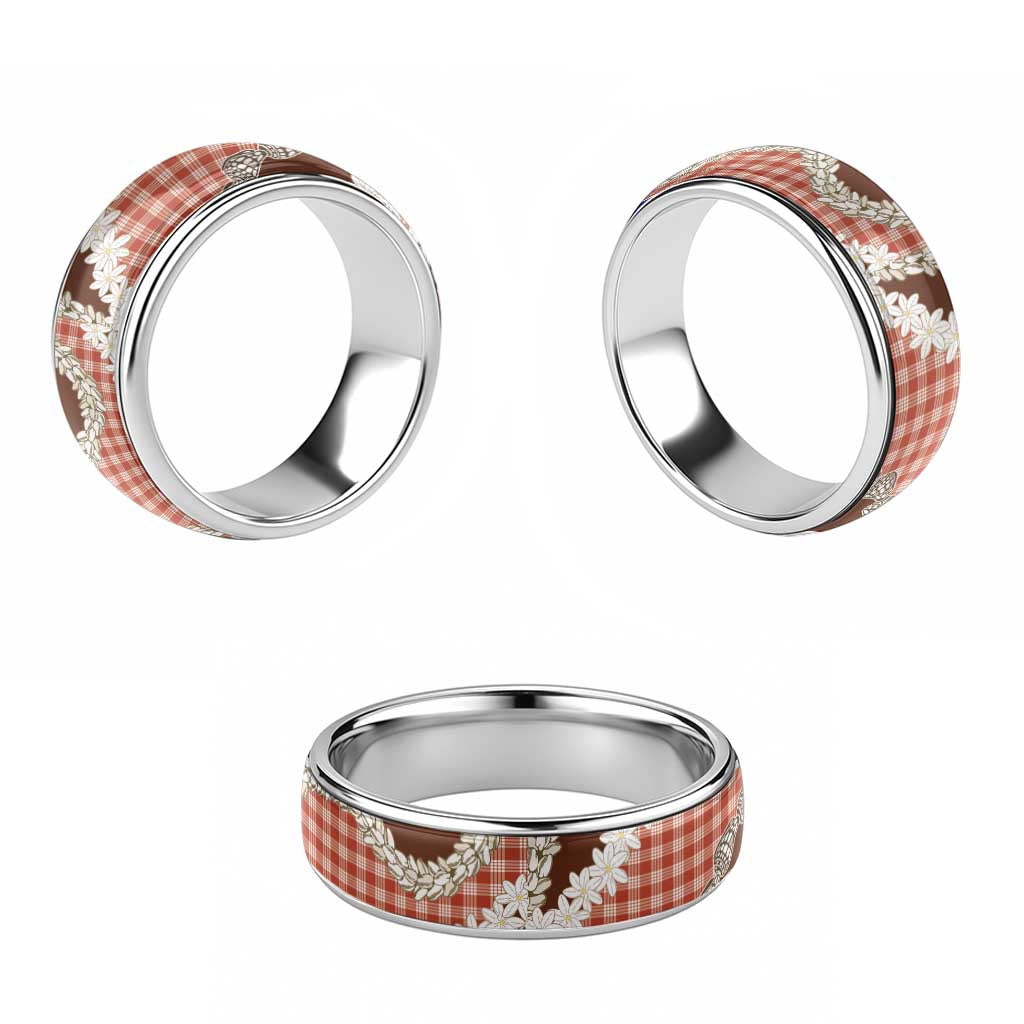 Red Hawaii Tiare and Shell Lei Classic Ring Hawaiian Palaka Luxury Vibes LT14 - Polynesian Pride