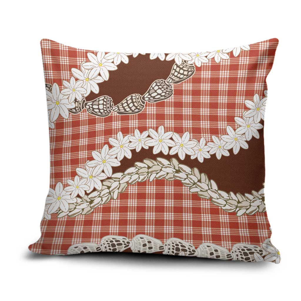 Red Hawaii Tiare and Shell Lei Pillow Cover Hawaiian Palaka Luxury Vibes LT14 Red - Polynesian Pride