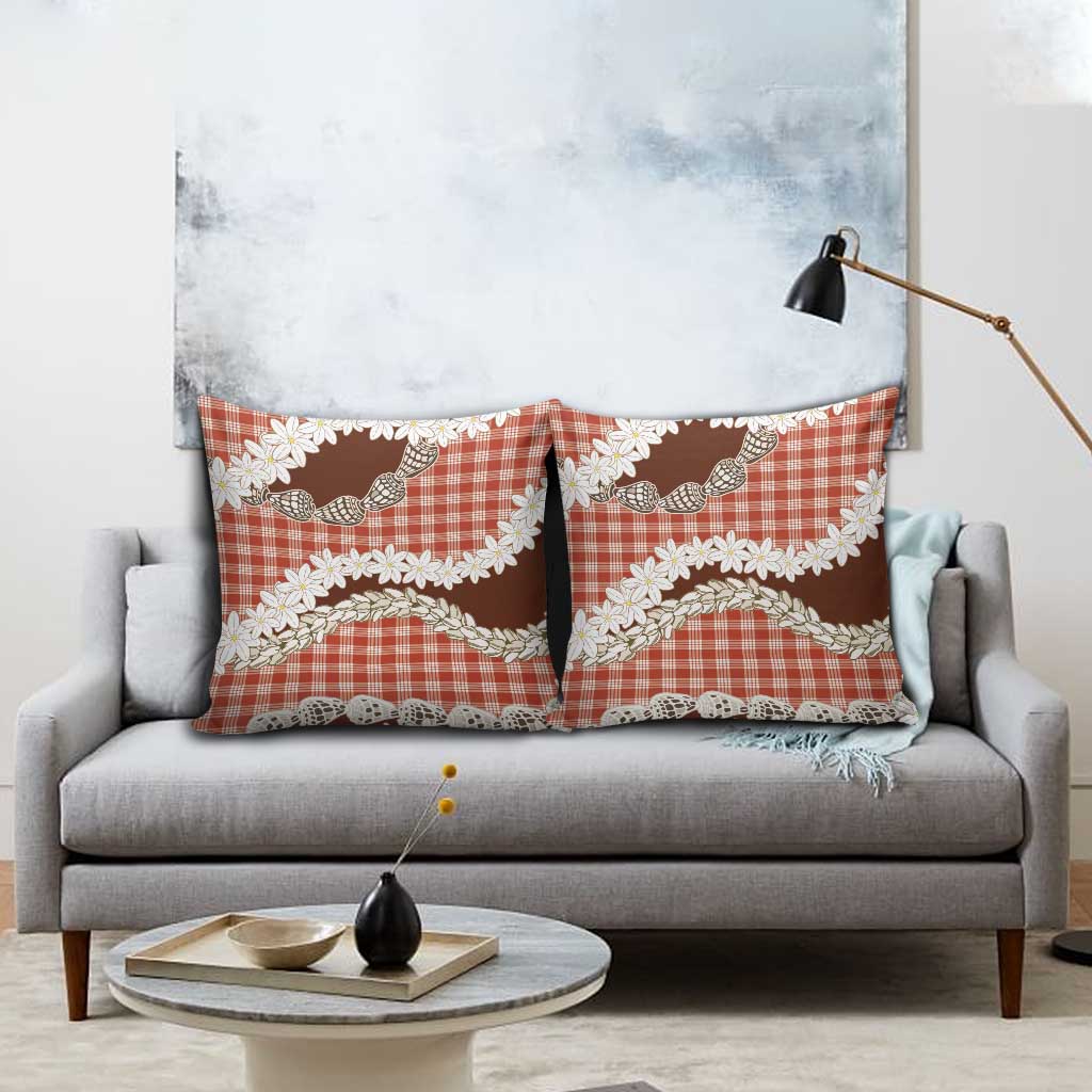 Red Hawaii Tiare and Shell Lei Pillow Cover Hawaiian Palaka Luxury Vibes LT14 - Polynesian Pride