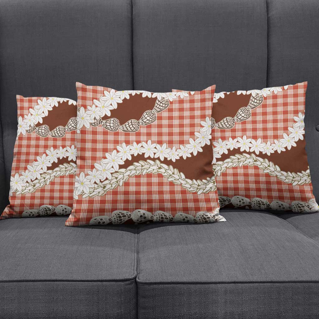 Red Hawaii Tiare and Shell Lei Pillow Cover Hawaiian Palaka Luxury Vibes LT14 - Polynesian Pride