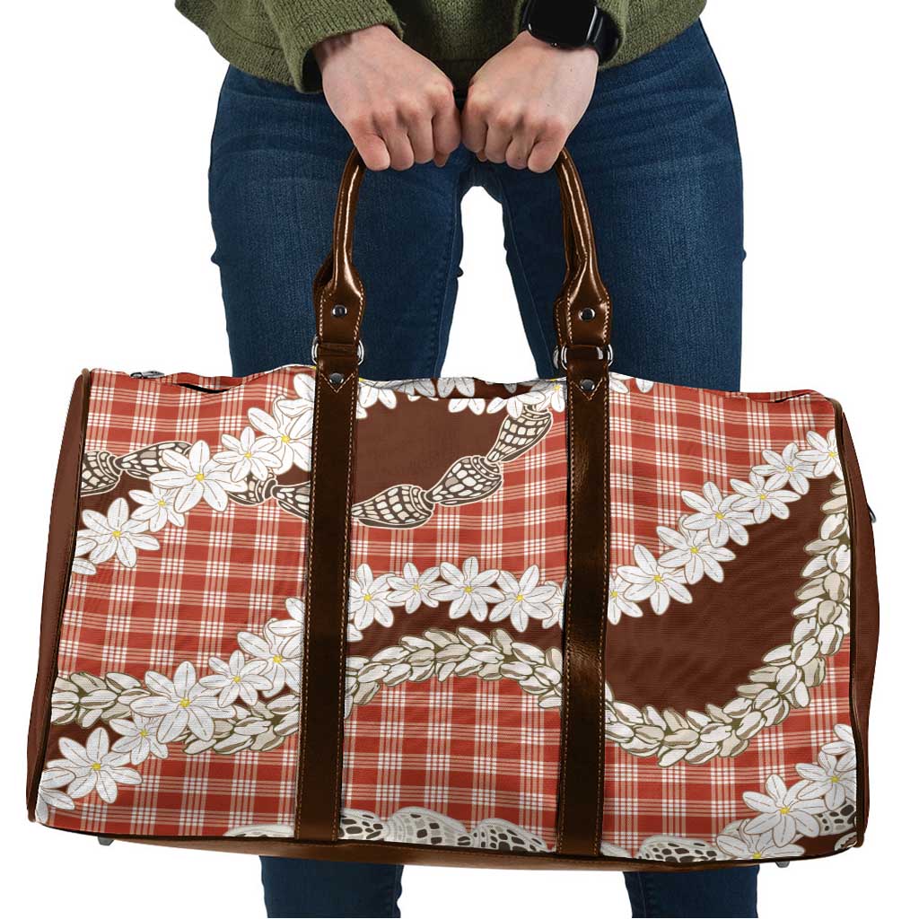 Red Hawaii Tiare and Shell Lei Travel Bag Hawaiian Palaka Luxury Vibes LT14 Red - Polynesian Pride