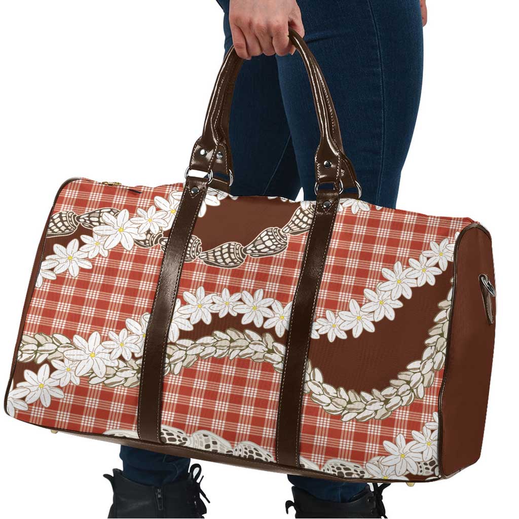 Red Hawaii Tiare and Shell Lei Travel Bag Hawaiian Palaka Luxury Vibes LT14 - Polynesian Pride