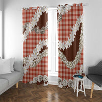 Red Hawaii Tiare and Shell Lei Window Curtain Hawaiian Palaka Luxury Vibes LT14 With Grommets Red - Polynesian Pride
