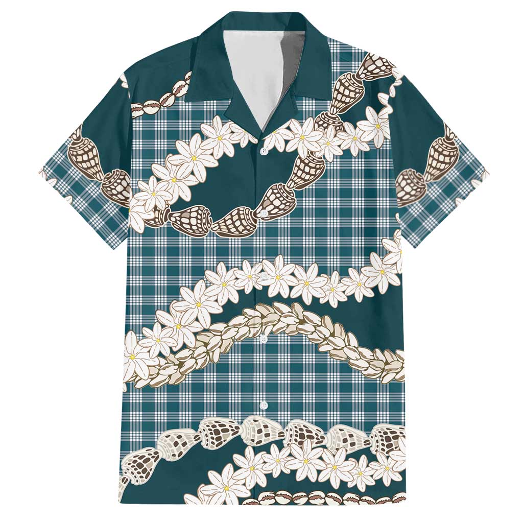 Dark Cyan Hawaii Tiare and Shell Lei Hawaiian Shirt Hawaiian Palaka Luxury Vibes LT14 Dark Cyan - Polynesian Pride