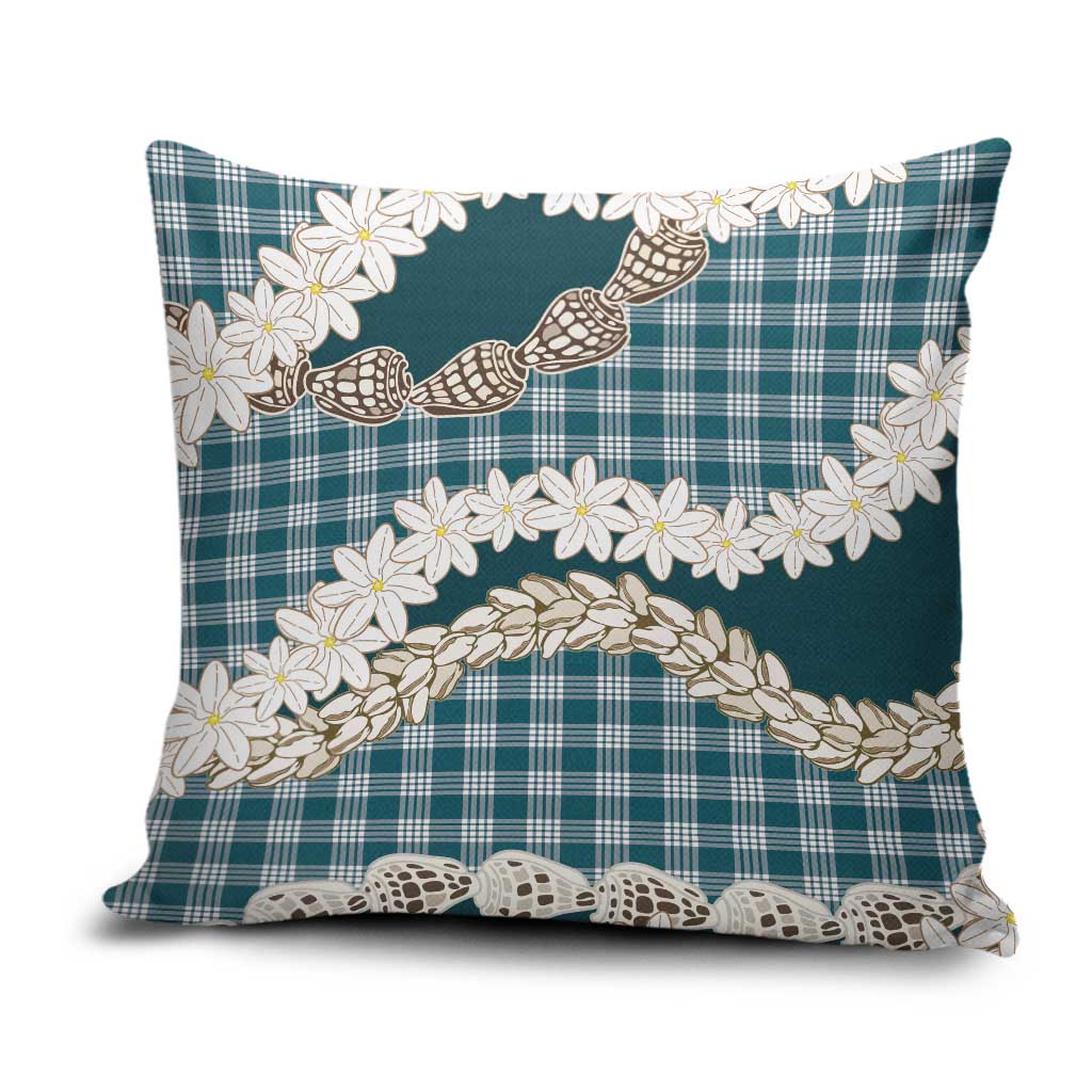 Dark Cyan Hawaii Tiare and Shell Lei Pillow Cover Hawaiian Palaka Luxury Vibes LT14 Dark Cyan - Polynesian Pride