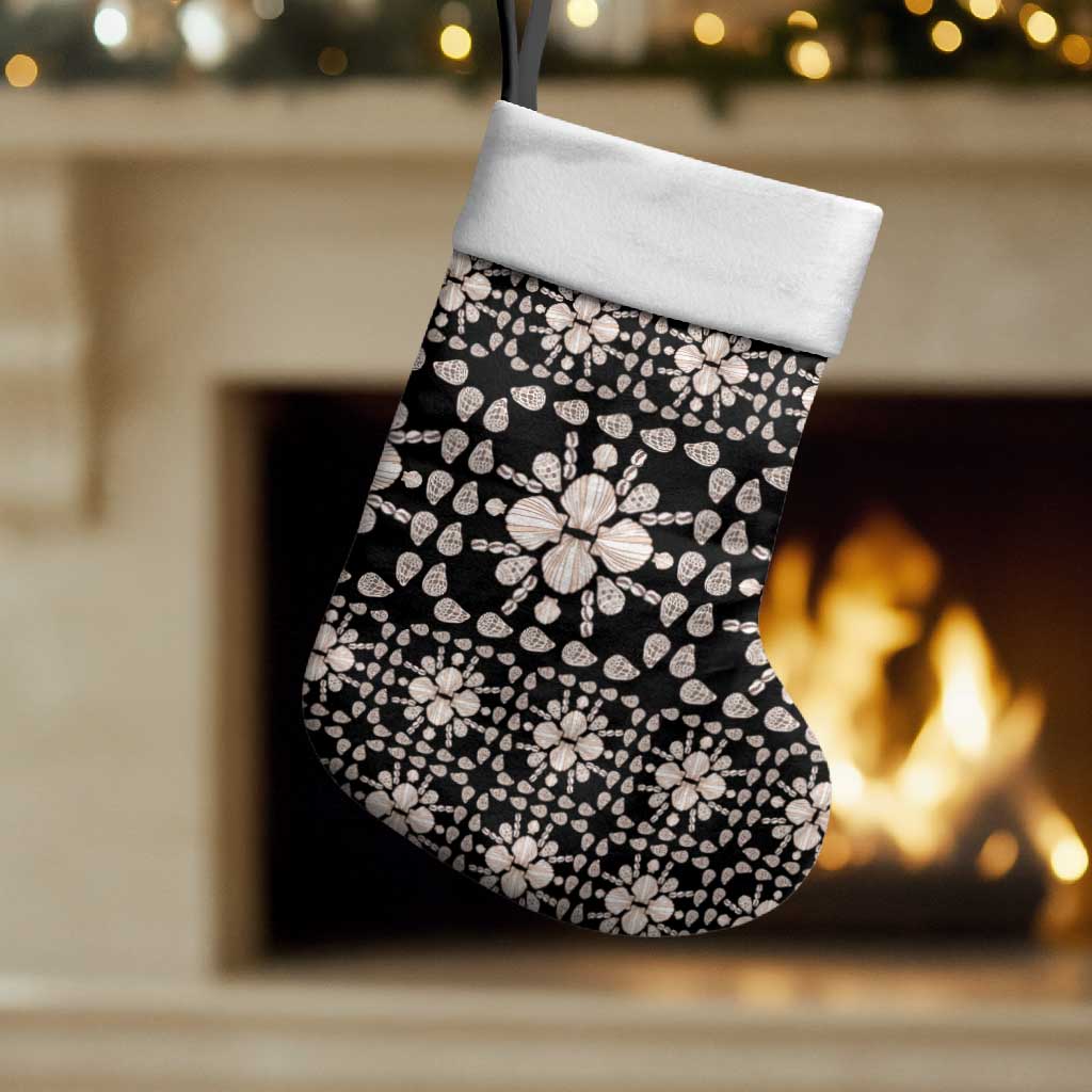 Aloha Hawaii Shell Quilt Christmas Stocking Seamless Style LT14 Set of 2 Black - Polynesian Pride