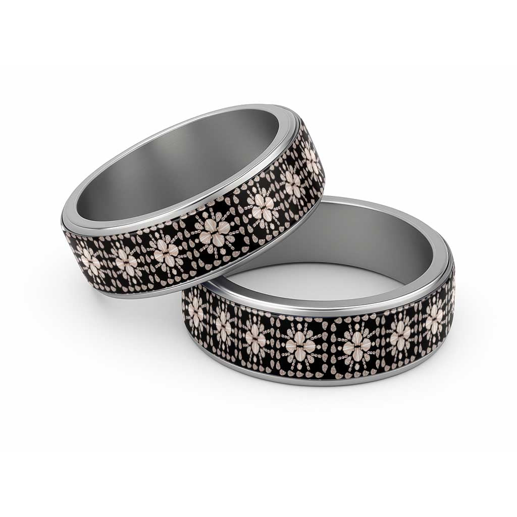 Aloha Hawaii Shell Quilt Classic Ring Seamless Style LT14 Sliver Black - Polynesian Pride