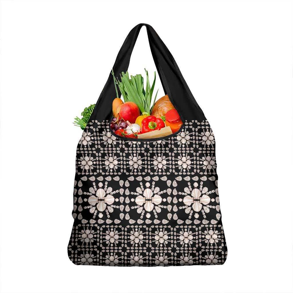Aloha Hawaii Shell Quilt Grocery Bag Seamless Style LT14 1-pack One Size Black - Polynesian Pride