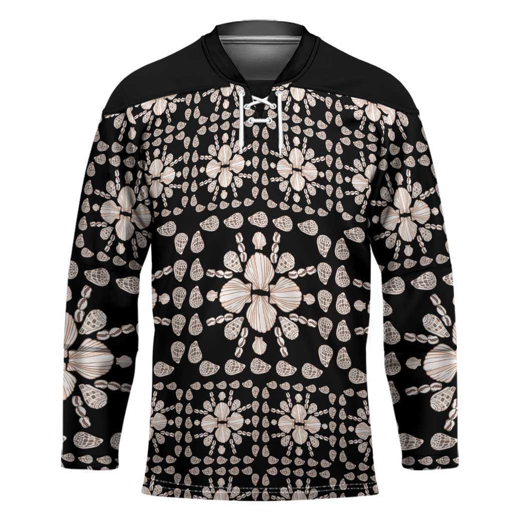 Aloha Hawaii Shell Quilt Hockey Jersey Seamless Style LT14 Unisex Black - Polynesian Pride