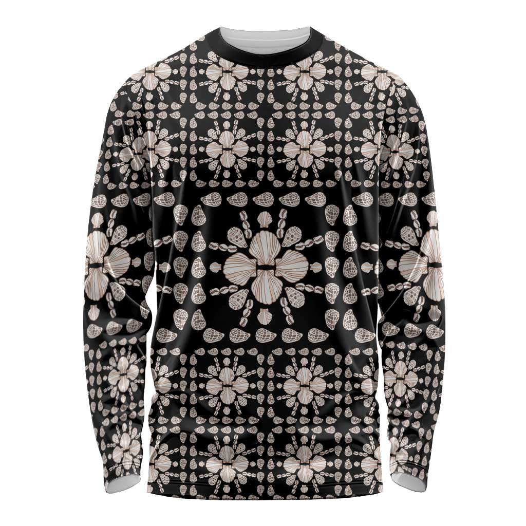 Aloha Hawaii Shell Quilt Long Sleeve Shirt Seamless Style LT14 Unisex Black - Polynesian Pride
