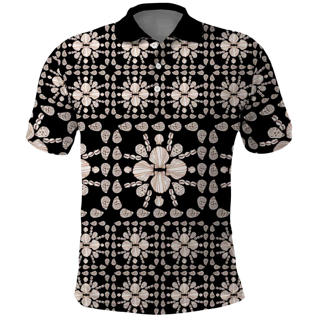 Aloha Hawaii Shell Quilt Polo Shirt Seamless Style LT14 Black - Polynesian Pride