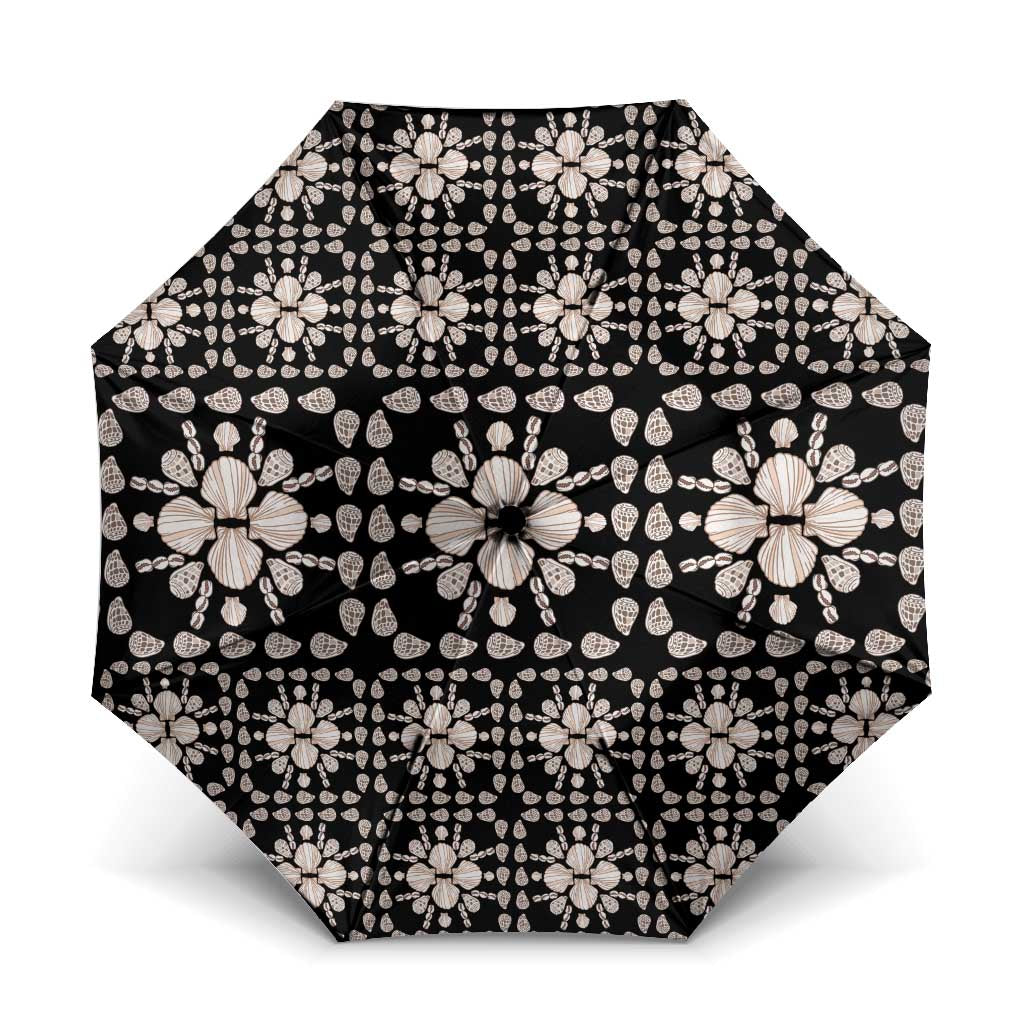 Aloha Hawaii Shell Quilt Umbrella Seamless Style LT14 One Size Folded 11.42 inch Opened Diameter 37.4 inch Black - Polynesian Pride