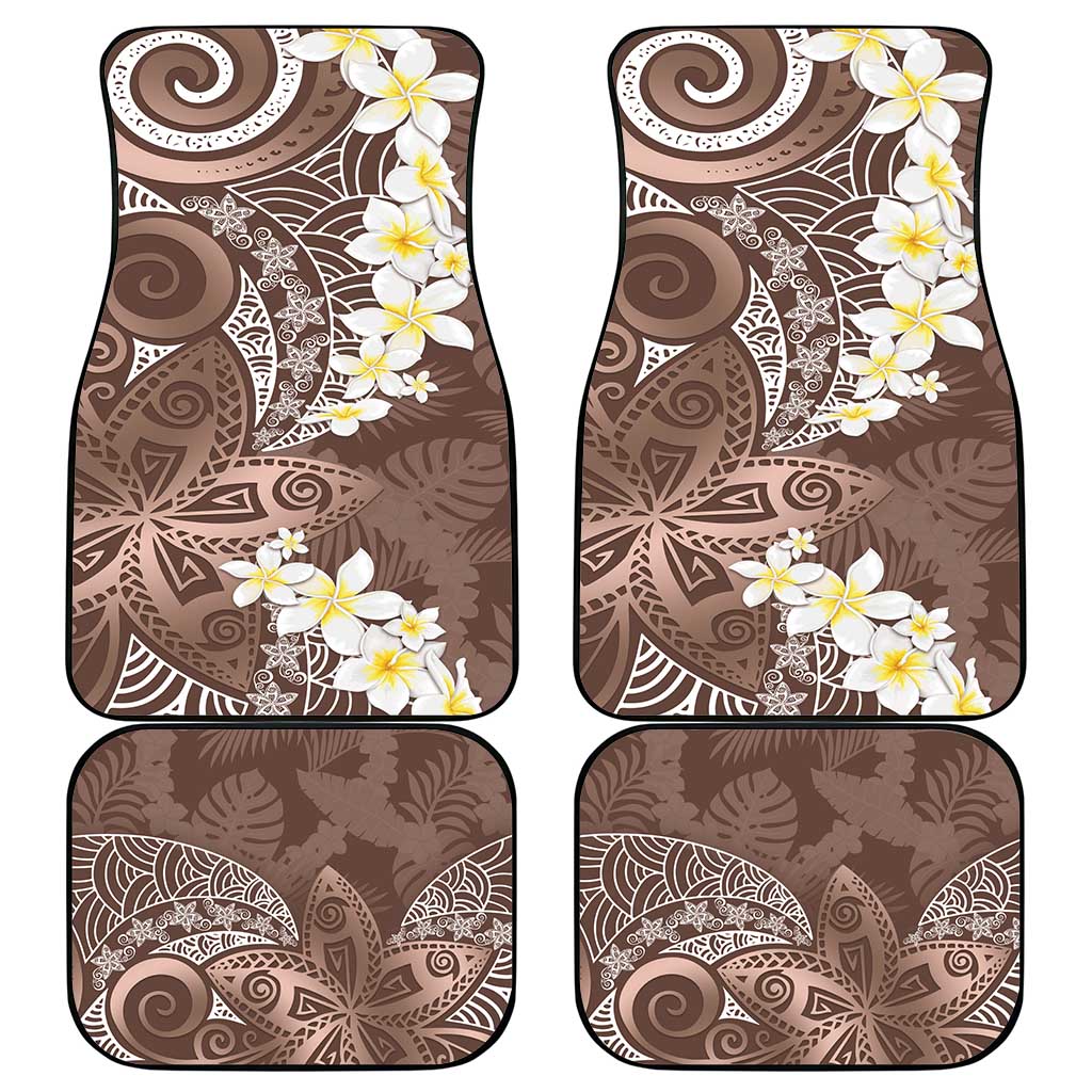 Mocha Mousse Polynesian Tribal Frangipani Tropical Vibe Car Mats LT14 - Polynesian Pride