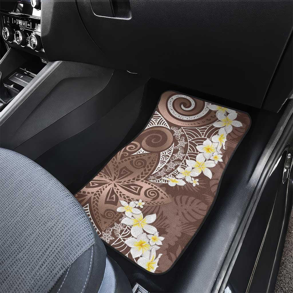 Mocha Mousse Polynesian Tribal Frangipani Tropical Vibe Car Mats LT14 - Polynesian Pride