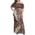 Mocha Mousse Polynesian Tribal Frangipani Tropical Vibe Family Matching Off Shoulder Maxi Dress and Hawaiian Shirt