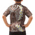 Mocha Mousse Polynesian Tribal Frangipani Tropical Vibe Family Matching Off Shoulder Short Dress and Hawaiian Shirt