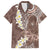 Mocha Mousse Polynesian Tribal Frangipani Tropical Vibe Family Matching Off Shoulder Short Dress and Hawaiian Shirt