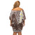 Mocha Mousse Polynesian Tribal Frangipani Tropical Vibe Family Matching Off Shoulder Short Dress and Hawaiian Shirt