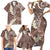 Mocha Mousse Polynesian Tribal Frangipani Tropical Vibe Family Matching Short Sleeve Bodycon Dress and Hawaiian Shirt