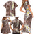 Mocha Mousse Polynesian Tribal Frangipani Tropical Vibe Family Matching Short Sleeve Bodycon Dress and Hawaiian Shirt