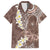 Mocha Mousse Polynesian Tribal Frangipani Tropical Vibe Family Matching Short Sleeve Bodycon Dress and Hawaiian Shirt