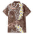 Mocha Mousse Polynesian Tribal Frangipani Tropical Vibe Family Matching Short Sleeve Bodycon Dress and Hawaiian Shirt