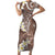 Mocha Mousse Polynesian Tribal Frangipani Tropical Vibe Family Matching Short Sleeve Bodycon Dress and Hawaiian Shirt