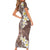 Mocha Mousse Polynesian Tribal Frangipani Tropical Vibe Family Matching Short Sleeve Bodycon Dress and Hawaiian Shirt