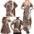 Mocha Mousse Polynesian Tribal Frangipani Tropical Vibe Family Matching Summer Maxi Dress and Hawaiian Shirt