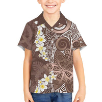 Mocha Mousse Polynesian Tribal Frangipani Tropical Vibe Kid Hawaiian Shirt LT14 Kid Mocha Mousse - Polynesian Pride