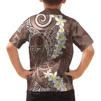 Mocha Mousse Polynesian Tribal Frangipani Tropical Vibe Kid Hawaiian Shirt LT14 - Polynesian Pride